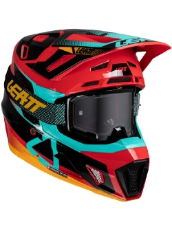 Kask enduro Leatt Moto 7.5 V25 z goglami czerwono-czarno-niebieski