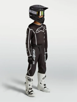 Spodnie cross dziecięce Alpinestars MX Fluid Apex V2 czarno-srebrne