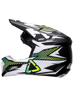 Kask enduro Leatt Moto 3.5 z goglami czarno-białymi-fluo