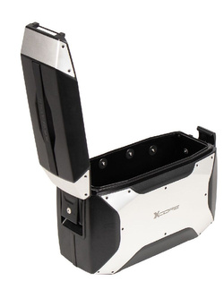 Kufer boczny plastikowy Hepco&Becker Xcore montowany na stelażu C-Bow czarno-srebrny (pojemność: 18 l)