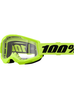 Gogle motocyklowe 100% Strata 2 Neon z przezroczystą szybką żółto-czarne