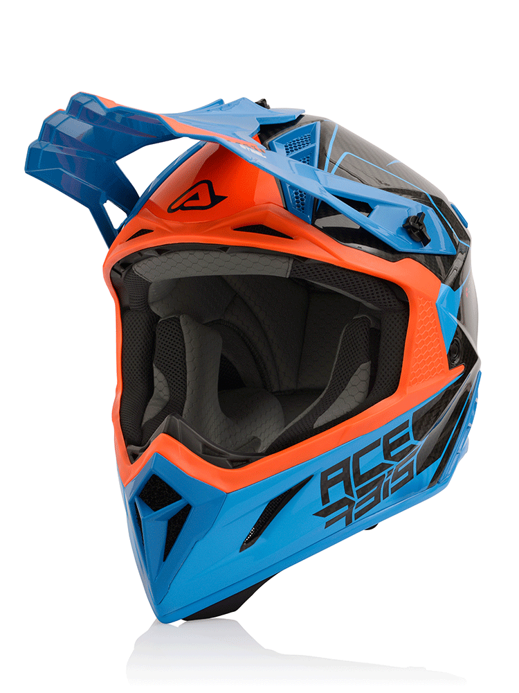 Kask enduro Acerbis Steel Carbon czarno-niebiesko-pomarańczowy
