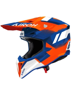 Kask enduro Airoh Wraaap Vision biało-niebiesko-pomarańczowy połysk