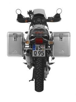 Zestaw: kufry boczne srebrne Zega Mundo + stelaże srebrne Touratech BMW R1150GS/ R1100GS/ R850GS (38+45L)
