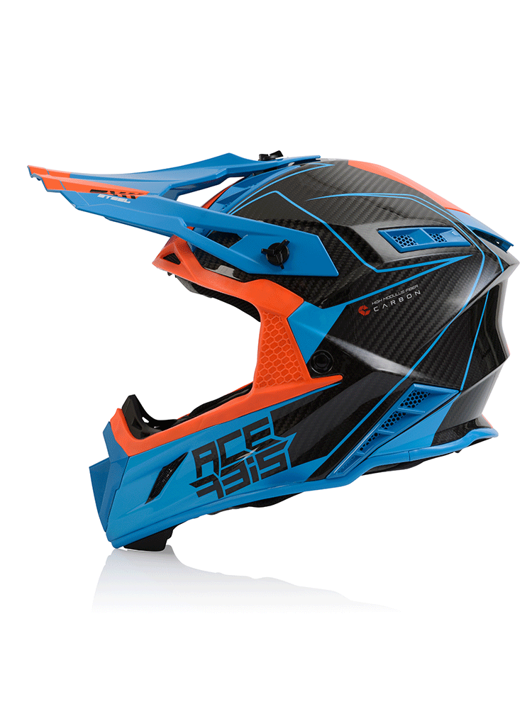 Kask enduro Acerbis Steel Carbon czarno-niebiesko-pomarańczowy
