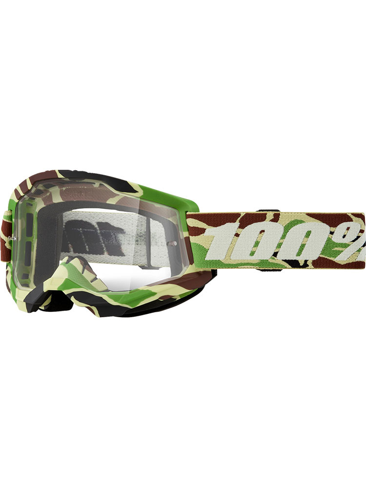 Gogle motocyklowe 100% Strata 2 War Camo z przezroczystą szybką zielono-brązowe