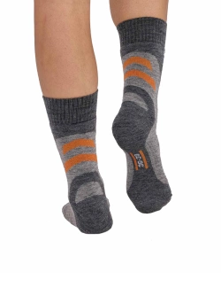 Skarpety termoaktywne damskie Brubeck Trekking Merino szaro-pomarańczowe