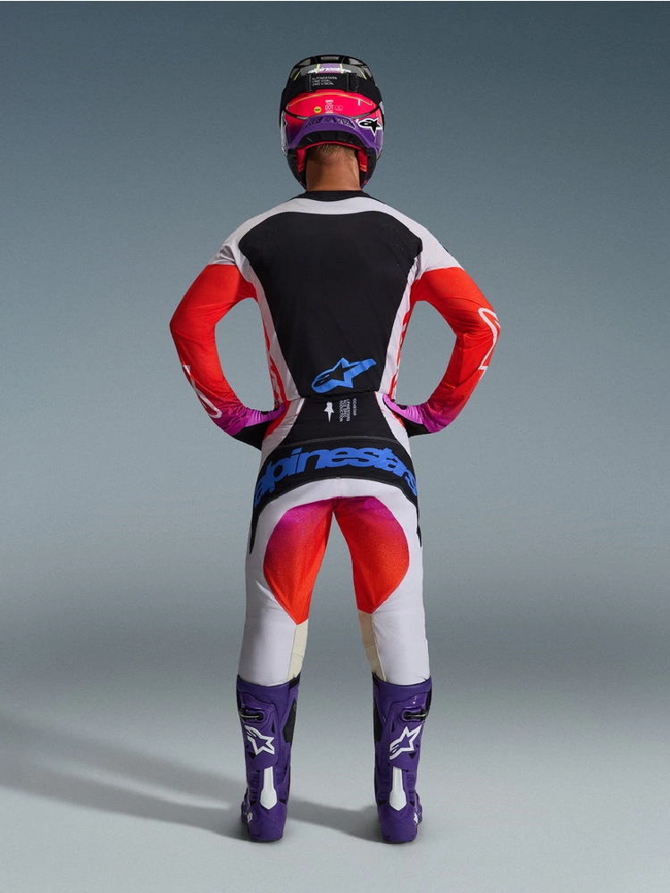 Bluza cross Alpinestars MX Techstar Knif szaro-pomarańczowo-niebieska