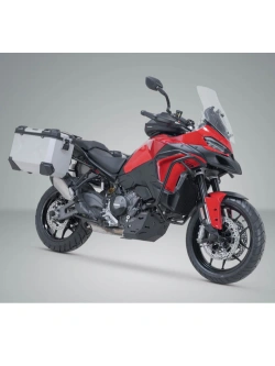 Zestaw: kufry boczne TRAX ADV + stelaże PRO SW-Motech Ducati Multistrada V2/ S (12,13,14) (24-) srebrne [poj.: 2 x 45 L]