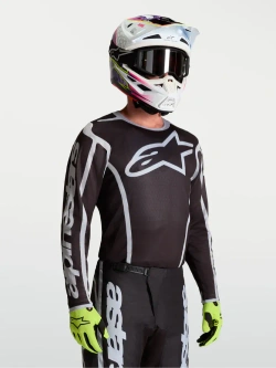 Bluza cross dziecięca Alpinestars MX Fluid Apex V2 czarno-srebrna