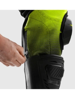 Spodnie motocyklowe skórzane Rebelhorn Inferno czarno-biało-żółte