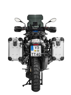Zestaw: kufry boczne z anodowanego aluminium srebrne "And-S" Zega Evo + stelaże czarne Touratech BMW R1250GS/ R1250GS Adventure/ R1200GS (13-21)/ R1200GS Adventure (14-21) (31+38L)