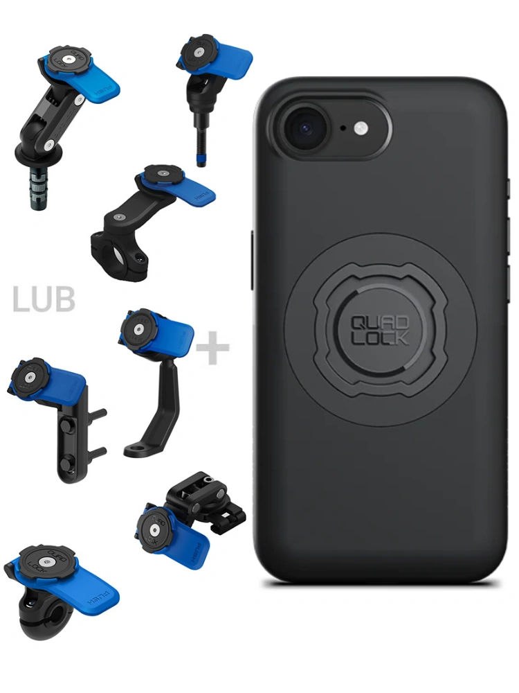 Zestaw na motocykl: etui MAG na telefon iPhone 17e (magnetyczne) + mocowanie Quad Lock