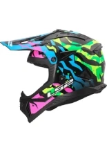 Kask enduro LS2 MX708 Fast II Grotesk niebiesko-różowo-zielony
