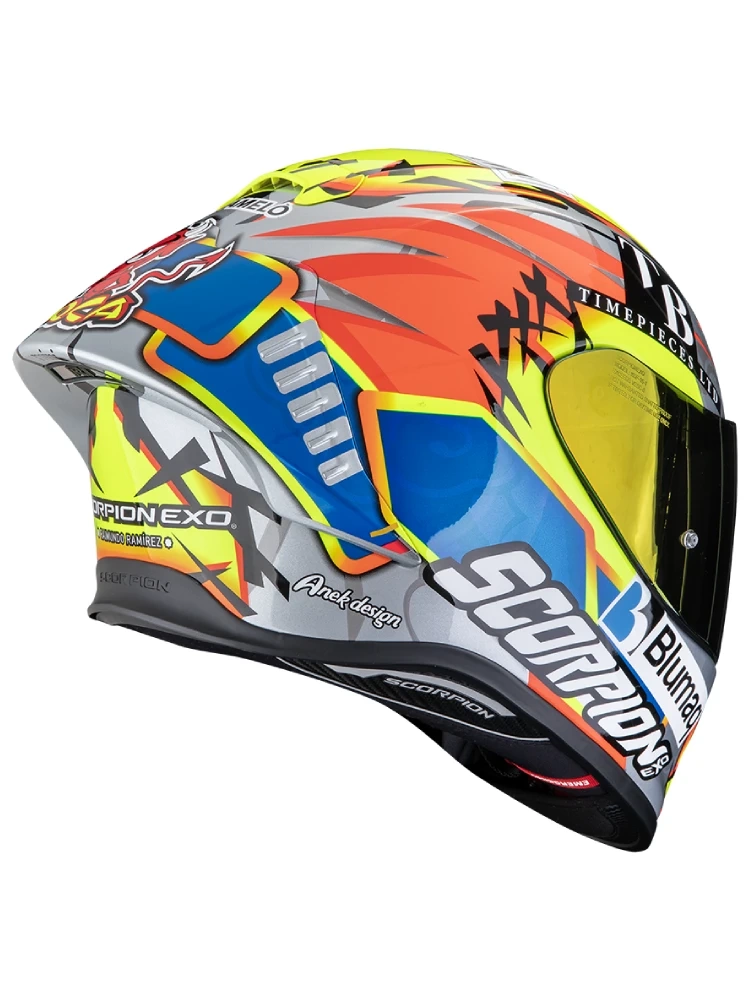 Kask integralny Scorpion EXO-R1 EVO II Air Aron Misano srebrno-żółto-niebieski