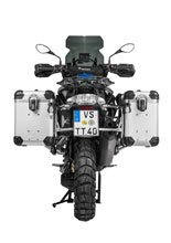 Zestaw: kufry boczne z anodowanego aluminium srebrne "And-S" Zega Evo + stelaże srebrne Touratech BMW R1250GS/ R1250GS Adventure/ R1200GS (13-21)/ R1200GS Adventure (14-21) (38+45L)