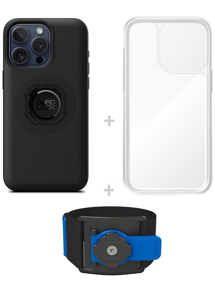 Zestaw do biegania: etui MAG na telefon iPhone 16 Pro Max (magnetyczne) + wodoodporny pokrowiec MAG + opaska sportowa Quad Lock