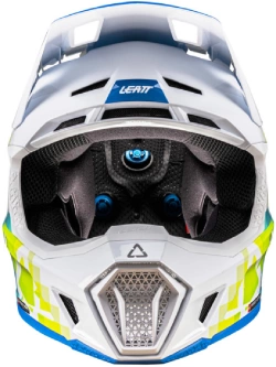Kask enduro Leatt Moto 7.5 V25 Pixel biało-niebiesko-żółty z goglami biało-niebieskimi