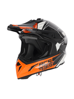 Kask enduro Acerbis Steel Carbon czarno-biało-pomarańczowy