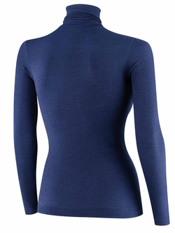 Koszulka damska z golfem Brubeck Comfort Merino granatowa