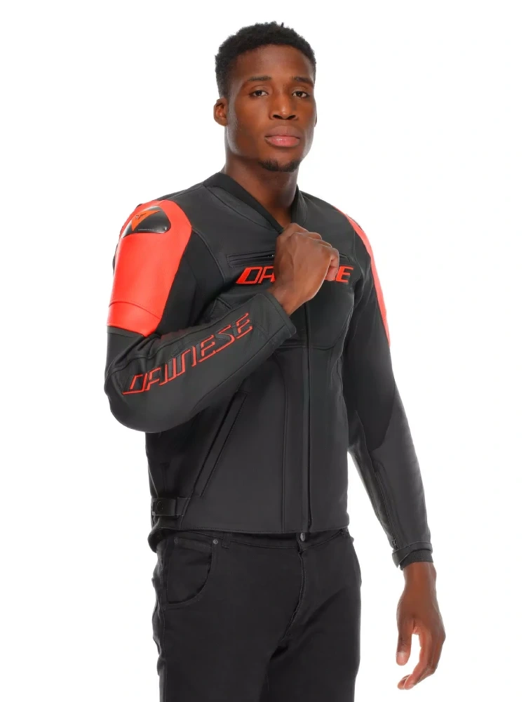 Kurtka motocyklowa skórzana Dainese Racing 5 czerwono-czarna