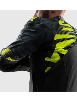 Kurtka motocyklowa skórzana Rebelhorn Vandal 2 czarno-szara-fluo