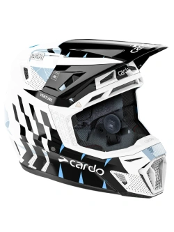 Kask enduro Cardo Venture czarno-biało-niebieski
