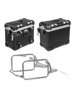 Zestaw: kufry boczne z anodowanego aluminium czarne "And-Black" Zega Evo + stelaże Touratech do BMW R1300 GS (23-) (38+38L)