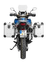 Zestaw: kufry boczne z anodowanego aluminium srebrne "And-S" Zega Evo + stelaże srebrne Touratech Honda CRF1000L Africa Twin (18-22) / CRF1000L Adventure Sports (38+45L)