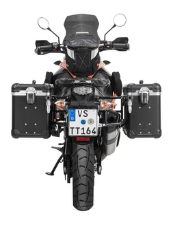 Zestaw: kufry boczne z anodowanego aluminium czarne "And-Black" Zega Evo + stelaże czarne Touratech KTM 1050 Adventure/1090 Adventure/1290 Super Adventure (-20)/1190 Adventure/R (38+45L)