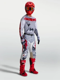 Spodnie cross Alpinestars MX Racer Air Lone biało-szaro-czerwone