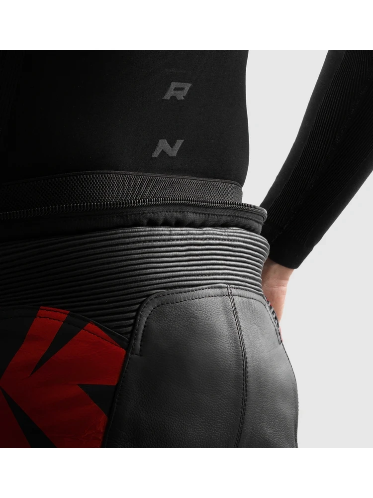 Spodnie motocyklowe skórzane Rebelhorn Inferno czarno-niebiesko-czerwone