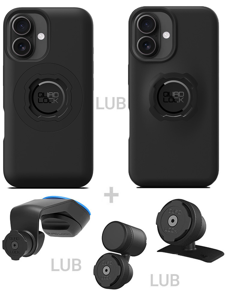 Zestaw do samochodu: etui na telefon iPhone 16 oraz mocowanie Quad Lock