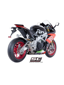 Tłumik CR-T Low Position Titanium z siatką na rurze wylotowej SC-Project do Aprilia RSV4 RF/RR 2018