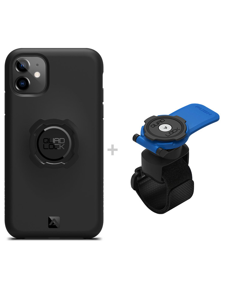 Zestaw: etui na telefon iPhone 11 + uchwyt Quad Lock montowany za pomocą paska z szybkozłączką