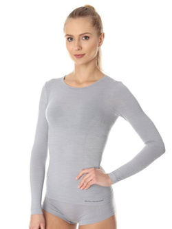 Koszulka z długim rękawem damska BRUBECK Comfort Wool popielata