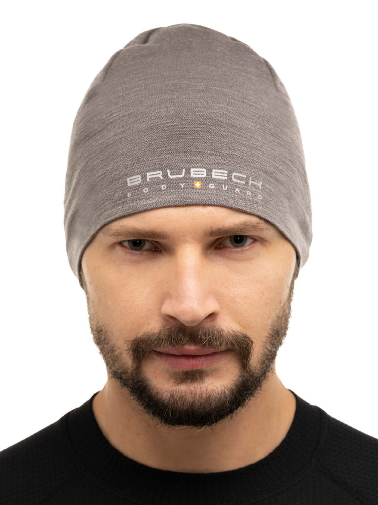 Czapka wełniana merino BRUBECK unisex szara