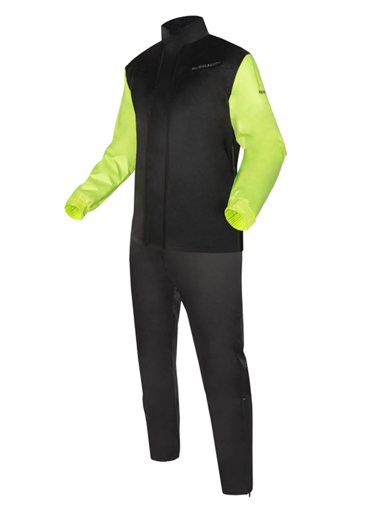 Kombinezon przeciwdeszczowy motocyklowy dwuczęściowy Rebelhorn Rain czarno-fluo