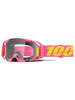 Gogle motocyklowe 100% ARmatic z przeźroczystą szybką różowo-żółte