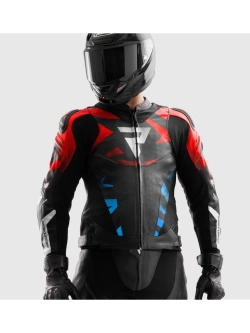 Kurtka motocyklowa skórzana Rebelhorn Inferno czarno-niebiesko-czerwona