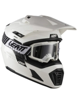 Kask enduro Leatt Moto 7.5 biało-czarny z goglami czarno-szarymi