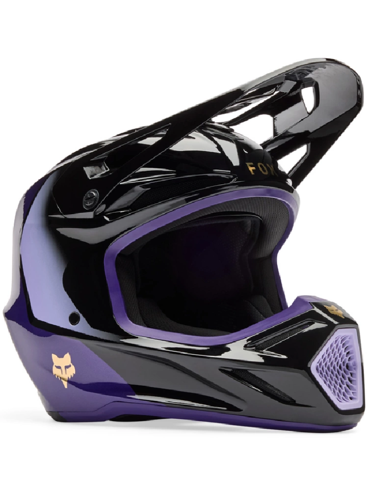 Kask enduro Fox V3 Drip czarno-fioletowy