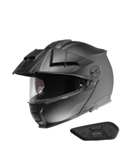 Zestaw: kask szczękowy Schuberth E2 czarny matowy + dedykowany interkom motocyklowy