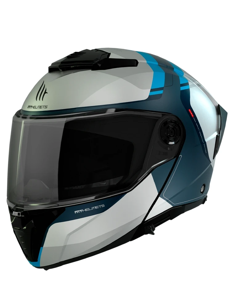 Kask szczękowy MT Atom 2 SV Emalla biało-niebieski matowy
