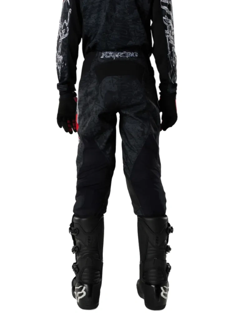 Spodnie cross dziecięce Fox 180 Abyss czarno-szaro-czerwone