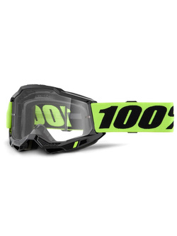 Gogle motocyklowe 100% Accuri 2 Enduro z szybką przezroczystą, czarno-żółte