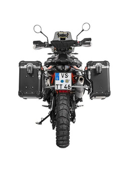 Zestaw: kufry boczne czarne Zega Evo + stelaże srebrne Touratech KTM 890 Adventure/R, 790 Adventure/R (38/38L)