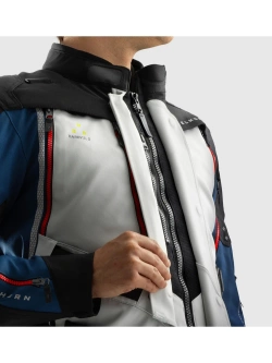 Kurtka motocyklowa tekstylna Rebelhorn Hardy 3.0 czarno-szaro-niebieska