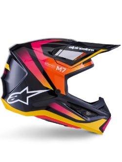 Kask enduro Alpinestars SM7 Rise czarno-żółto-różowy połysk