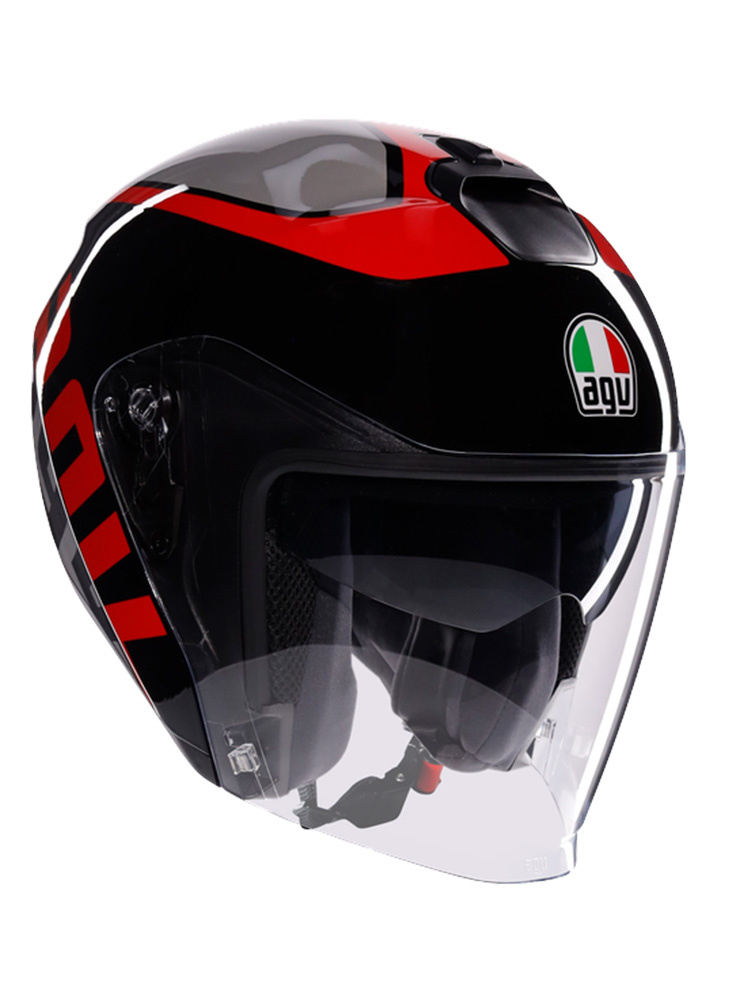 Kask otwarty AGV Irides Valenza szaro-czarno-czerwony matowy